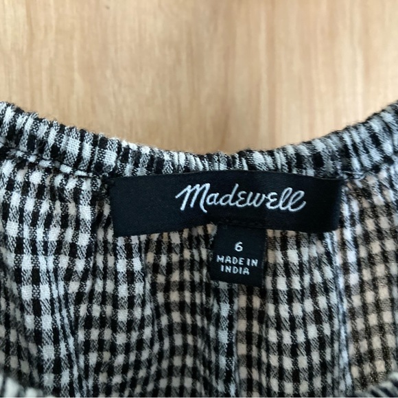 Madewell black and whit checkered ruffle sleeve tank 6 Medium - Picture 3 of 4